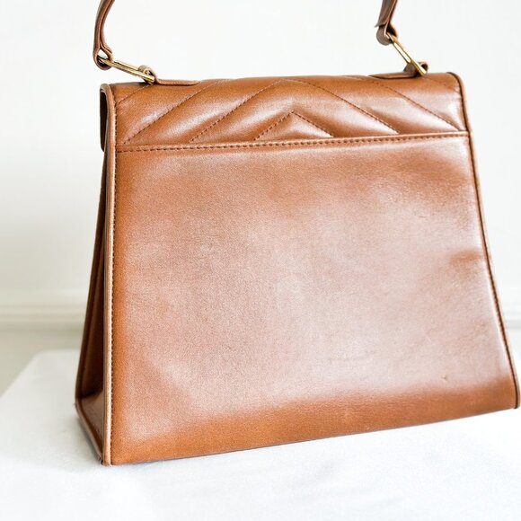 Vintage YSL Top Handle Leather Bag Brown - Picture 7 of 16
